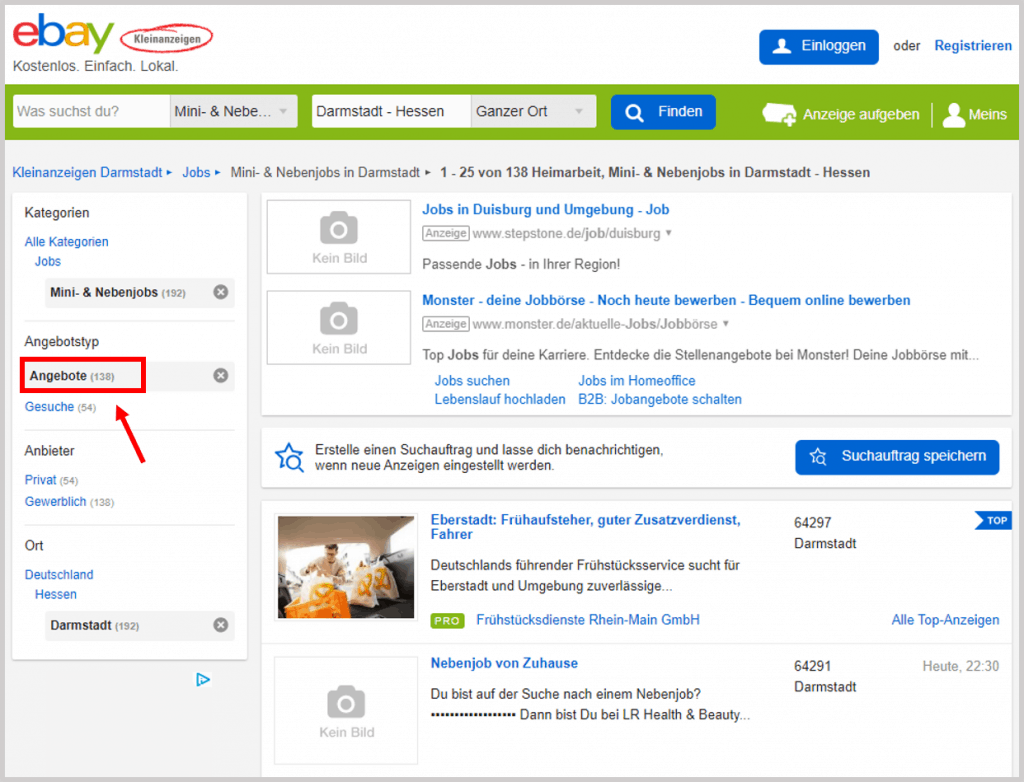 eBay Kleinanziegen for Job Search