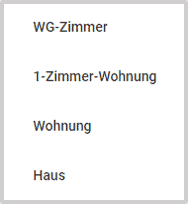 WG-Gesucht Types of Accomodation