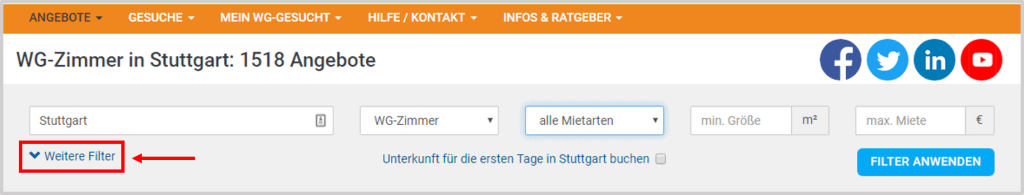 WG-Gesucht Search Filters