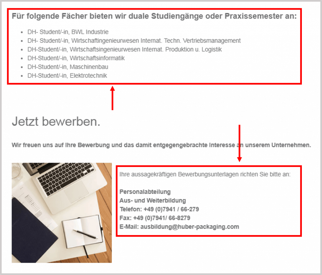 Internship/Praktikum offers at a company